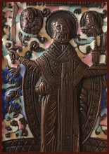 Load image into Gallery viewer, St. Nicholas of Mozhaisk bronze antique russian icon