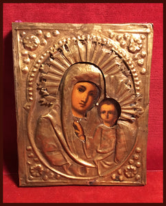 antique icon Russian kazan mother of god 