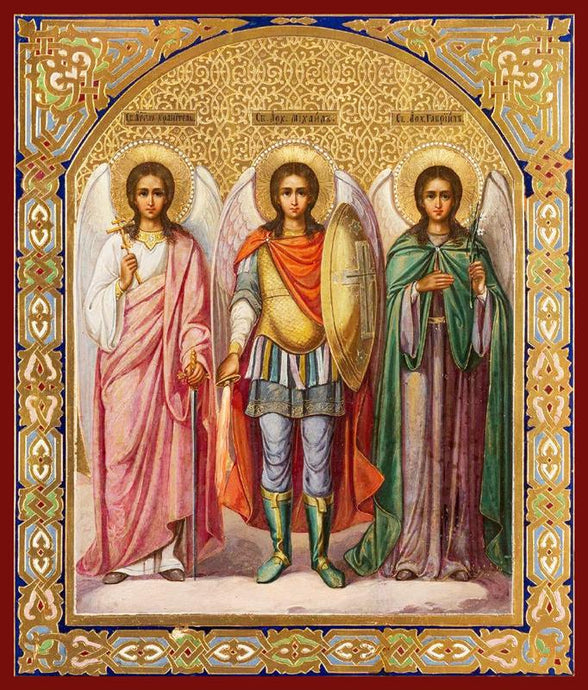 Guardian Angel, Archangel Michael and Archangel Gabriel orthodox icon