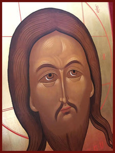 newly painted russian icon savior wet beard