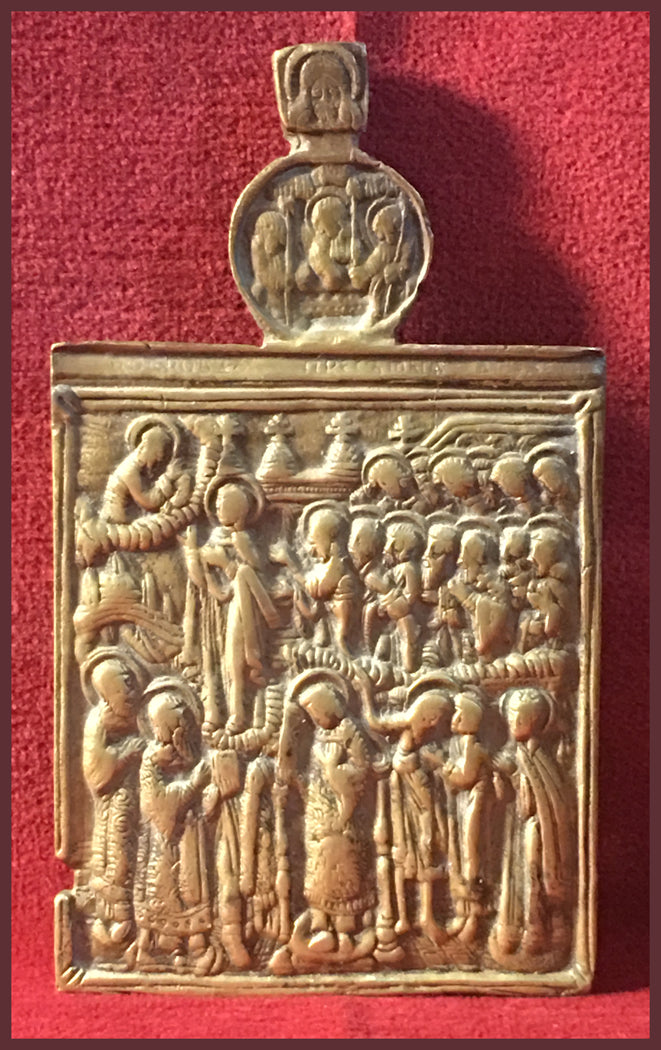 antique russian orthodox metal icon Pokrov