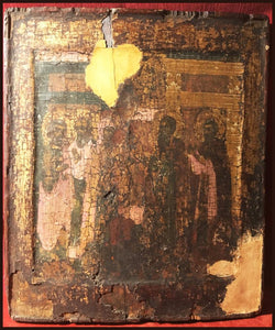 antique russian orthodox icon st sergius theotokos appearing