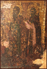 Load image into Gallery viewer, Original antique icon of The Mother of God Appearing to St. Sergius of Radonezh