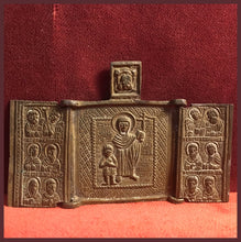 Load image into Gallery viewer, Sts. Kyrikos and Julitta antique metal russian icon