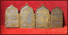 Load image into Gallery viewer, Four Panel Traveling Icon Russian metal icon antique