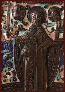 St. Nicholas of Mozhaisk bronze antique russian icon