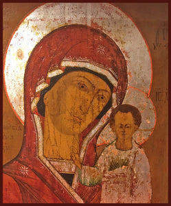 antique russian icon kazan mother of god