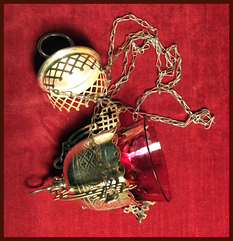 Antique Russian Orthodox Vigil Lamp, lampada