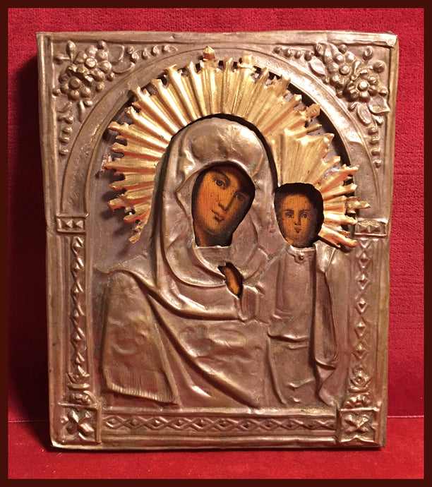 antique icon Russian kazan mother of god 