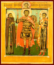Load image into Gallery viewer, Sts. John the Warrior, Gennadius, and Mercurius orthodox icon