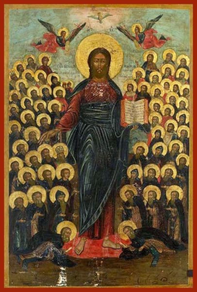 Christ Full Standing With Saints - Icons