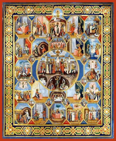 Crucifixion With Feast Days And Subjects - Icons