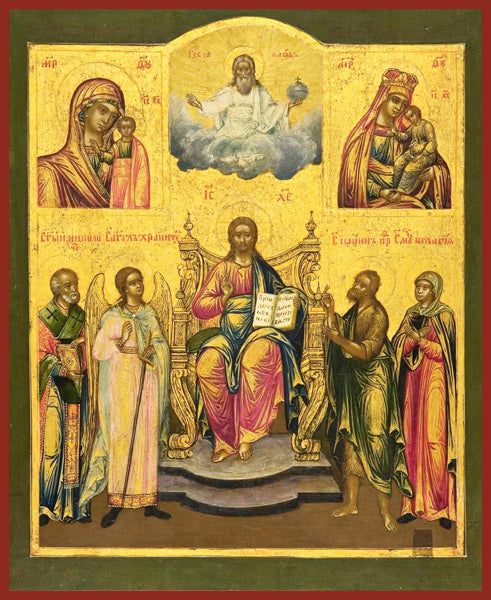Christ Enthroned with Saints and Mother of God Orthodox Icon 