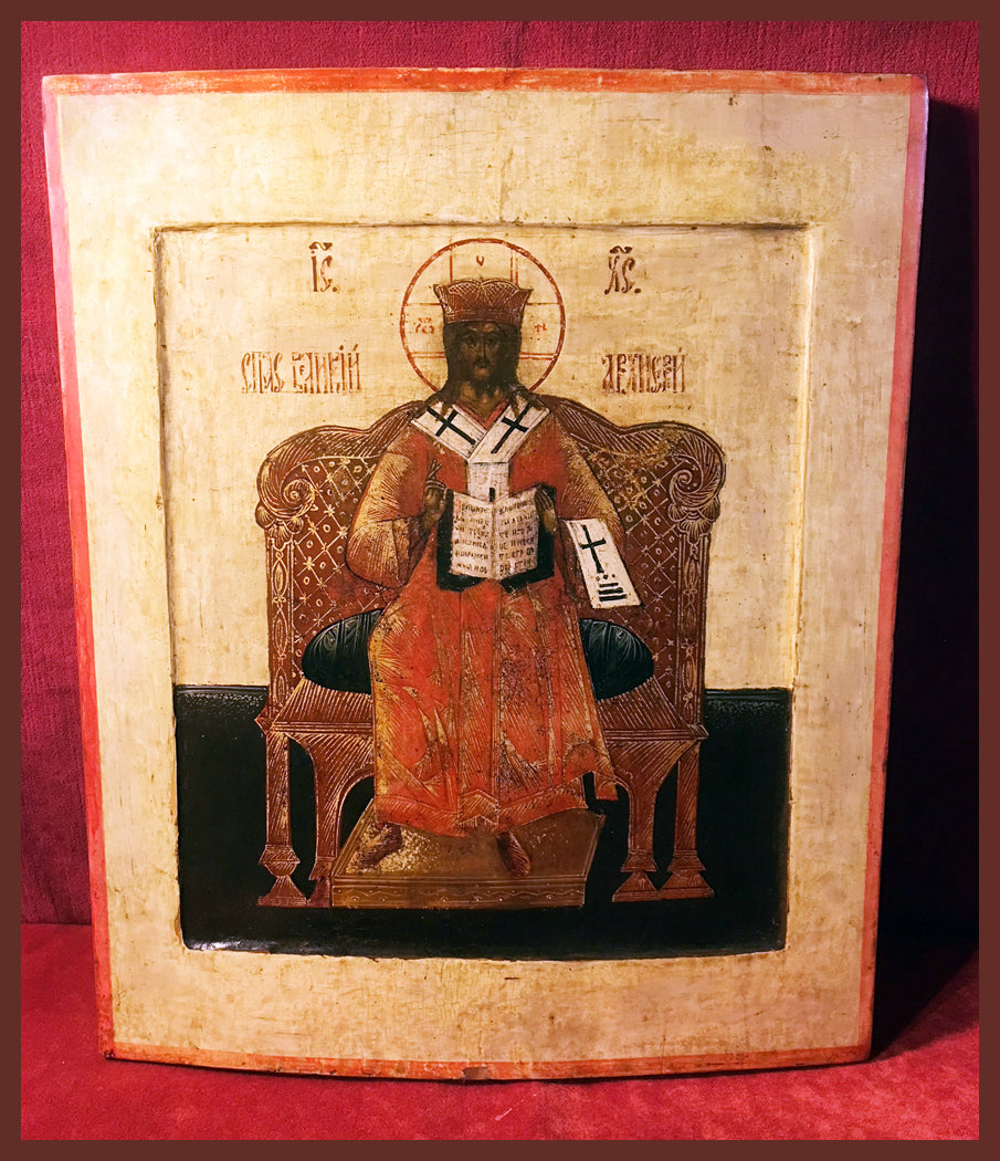 Christ the King Enthroned | Original Antique Icon, image size:905x1050