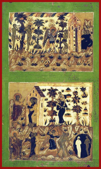 The Fall and the Expulsion of Adam and Eve from Paradise Russian Icon orthodox