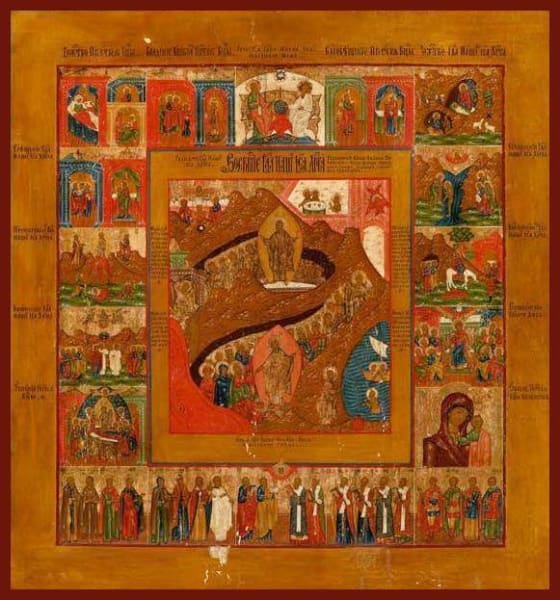 Resurrection Of Christ With Feast Days Saints And Subjects - Icons
