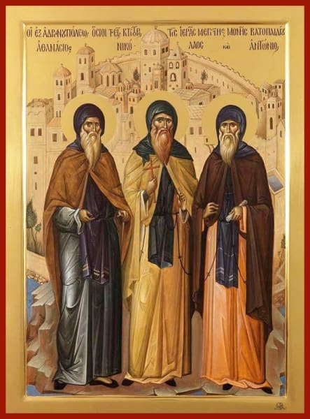 Sts. Athanasius Nicholas And Anthony Vatopedi Founders - Icons
