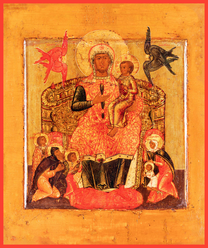 theotokos enthroned with saints orthodox icon