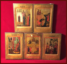Load image into Gallery viewer, Set of Five Icons : Life of the Tikhvin icon of the Mother of God